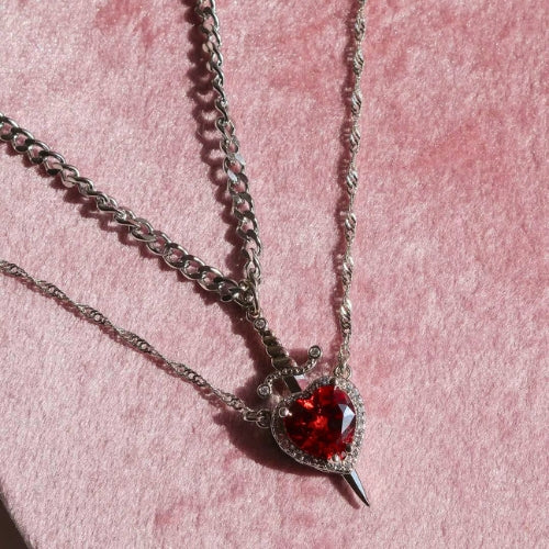 Heart and Sword Necklace